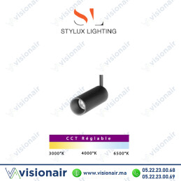 Projecteur orientable 10W CCT kanon rail magnétique Stylux lighting Casablanca Maroc