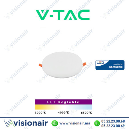 Panel LED V-TAC rond encastré réglable 30W CCT SKU97807 Casablanca Maroc