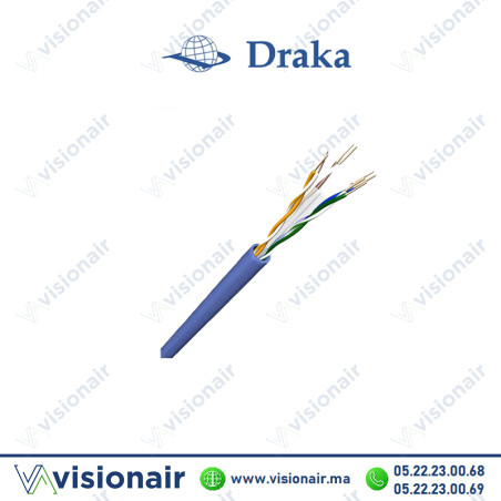 Câble informatique catégorie 6 Draka LSZH U/UTP B305ml Casablanca Maroc