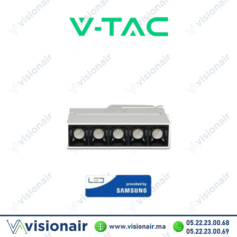 Projecteur laser sur rail V-TAC 12W 4000°K en aluminium Blanc Casablanca Maroc