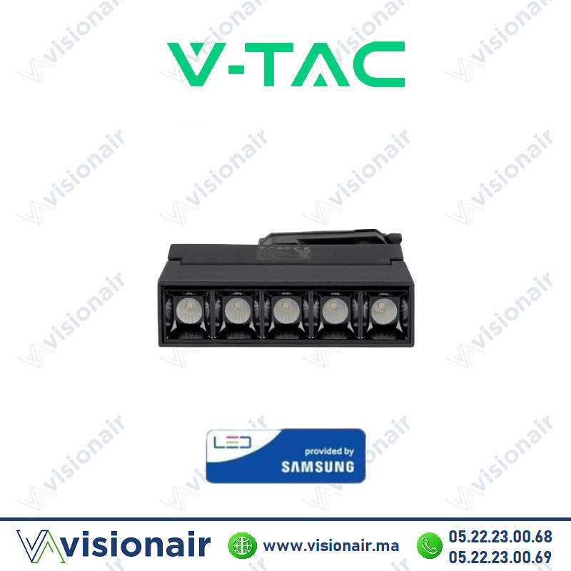 Projecteur laser sur rail V-TAC 12W 4000°K en aluminium Noir Casablanca Maroc