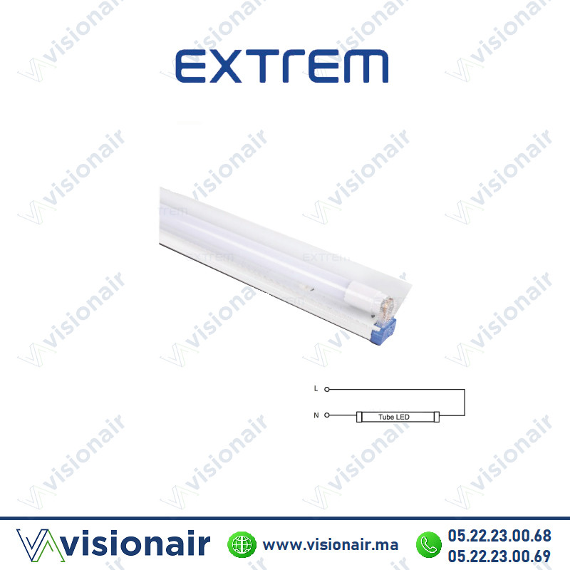 Réglette LED T8 Extrem 60cm 8W 6500°K IP20 Casablanca Maroc