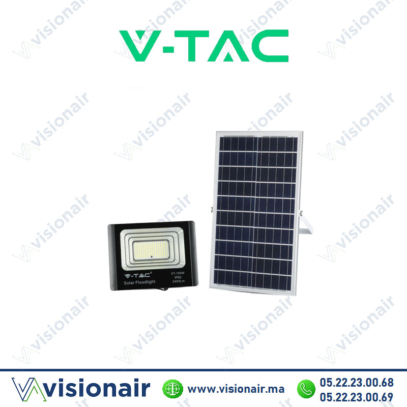 Projecteur LED solaire V-TAC 100W 6000°K SKU94012 Casablanca Maroc