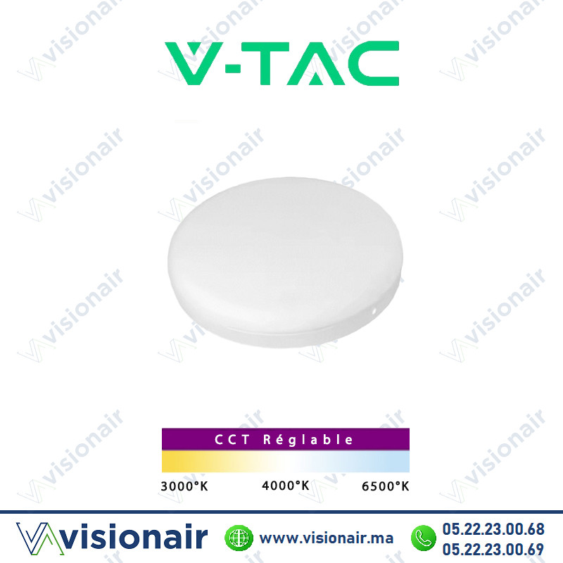 Panel LED V-TAC apparent rond 50W CCT SKU98386 Casablanca Maroc