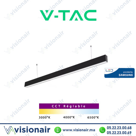 Suspension LED V-TAC noir 120cm 40W CCT SKU97459 Casablanca Maroc