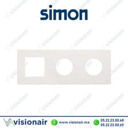 Cadre Simon270 Minima 3 modules 1M large + 2 prises 2P+T CLEAN blanc 27193630-090 Casablanca Maroc