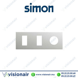 Cadre Simon 270 Minima 3 modules 2M étroit + prise 2P+T CLEAN Aluminium 27191630-093 Casablanca Maroc