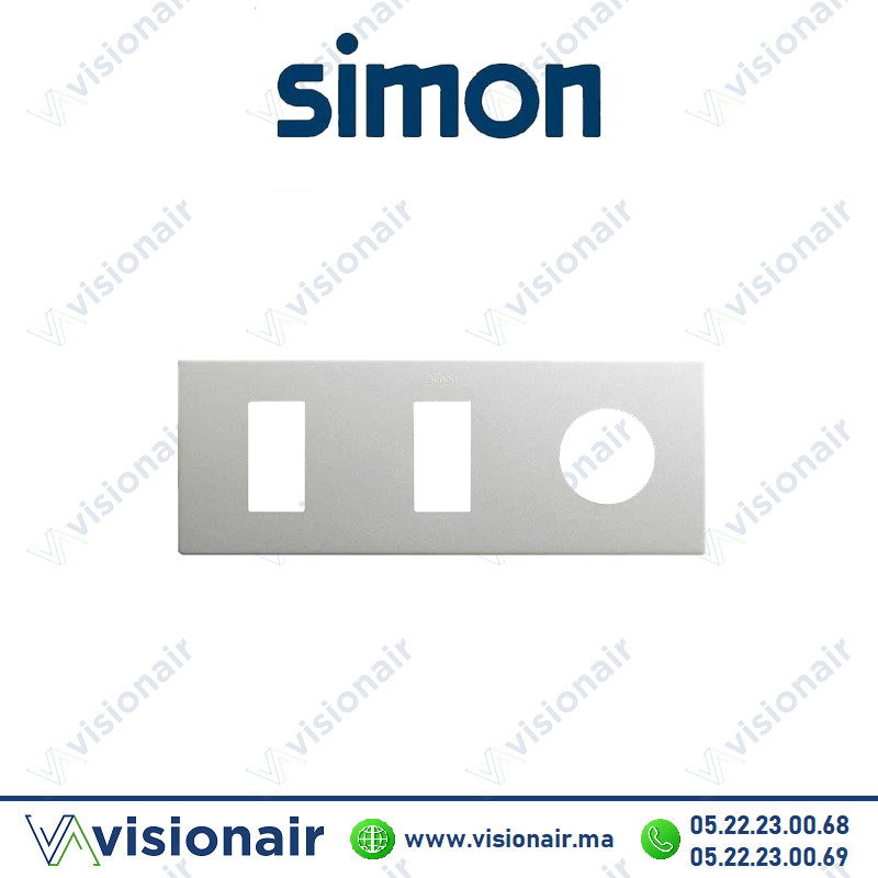 Cadre Simon 270 Minima 3 modules 2M étroit + prise 2P+T CLEAN Aluminium 27191630-093 Casablanca Maroc