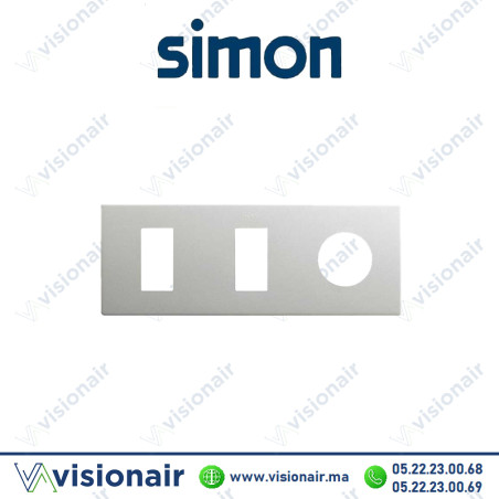 Cadre Simon 270 Minima 3 modules 2M étroit + prise 2P+T CLEAN Aluminium 27191630-093 Casablanca Maroc