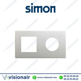 Cadre Simon 270 Minima 2 modules 1M large + prise 2P+T CLEAN Aluminium 27190620-093 Casablanca Maroc
