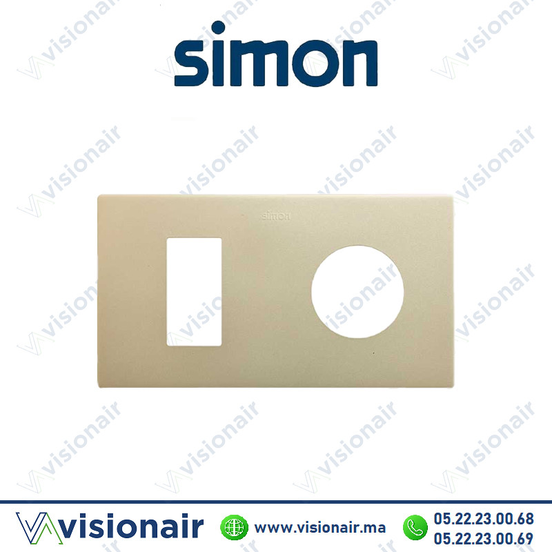 Cadre Simon 270 Minima 2 modules 1M étroit + prise 2P+T CLEAN champagne 27191620-094 Casablanca Maroc