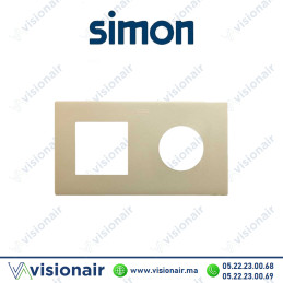 Cadre Simon 270 Minima 2 modules 1M large + prise 2P+T CLEAN champagne 27190620-094 Casablanca Maroc
