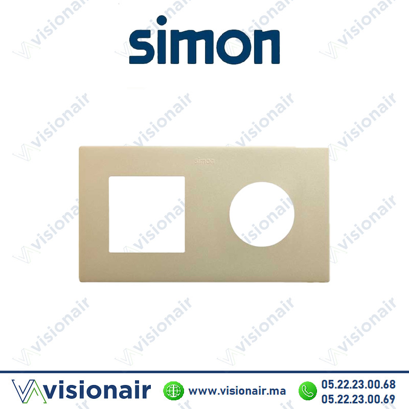 Cadre Simon 270 Minima 2 modules 1M large + prise 2P+T CLEAN champagne 27190620-094 Casablanca Maroc