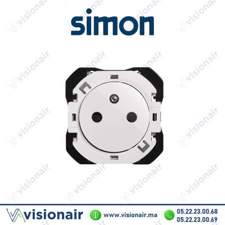 Prise Simon 270 2P+T 16A 250V blanc 20000455-090 Casablanca Maroc