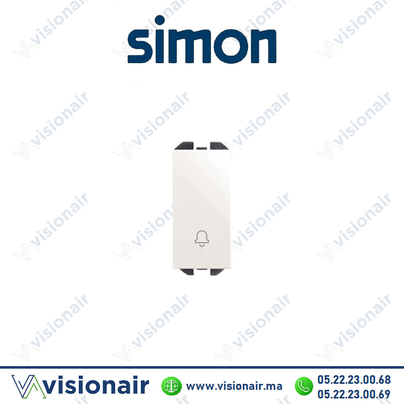 Bouton-poussoir Simon 270 avec cloche gravée étroit blanc 20001152-090 Casablanca Maroc