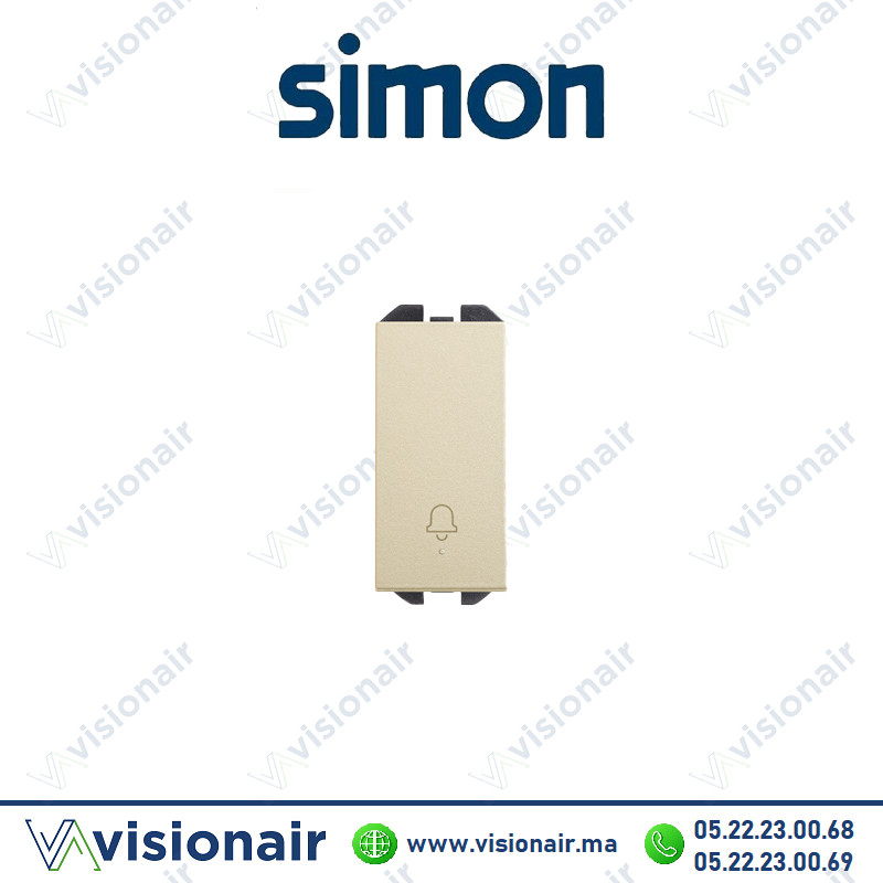Bouton-poussoir Simon 270 avec cloche gravée étroit champagne 20001152-094 Casablanca Maroc