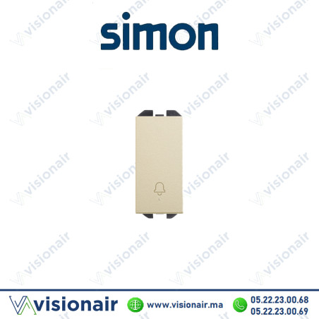 Bouton-poussoir Simon 270 avec cloche gravée étroit champagne 20001152-094 Casablanca Maroc