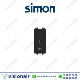Chargeur Simon 270 USB C 20W étroit noir mat 20000382-098 Casablanca Maroc