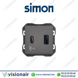 Chargeur Simon 270 USB double A+C 30W Titane 20000296-096 Casablanca Maroc