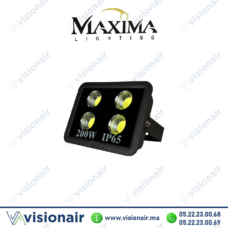 Projecteur LED MAXIMA Lighting 200W 6000°K IP65 Casablanca Maroc