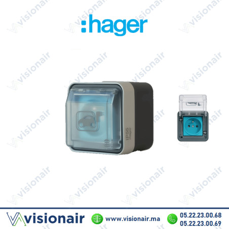 Prise de recharge pour véhicule électrique Hager Witty IP55 Gris Casablanca Maroc