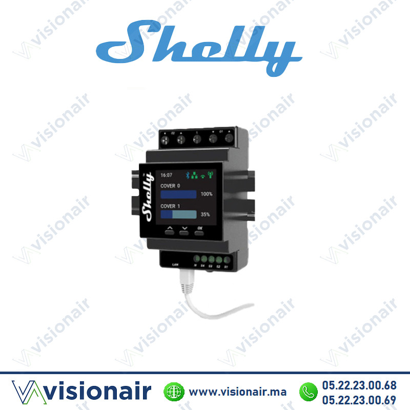 Relais domotique SHELLY Wi-Fi Pro dual cover avec mesure de consommation Casablanca Maroc