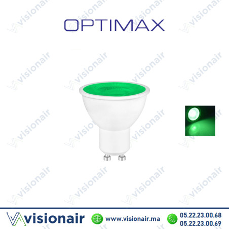 Lampe LED GU10 Optimax 8W Vert Casablanca Maroc
