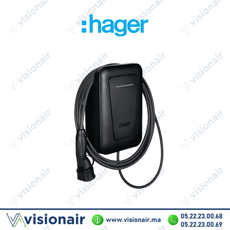 Borne de recharge Hager witty plus 22kW Triphasé Câble 6.5m XVL122C Casablanca Maroc
