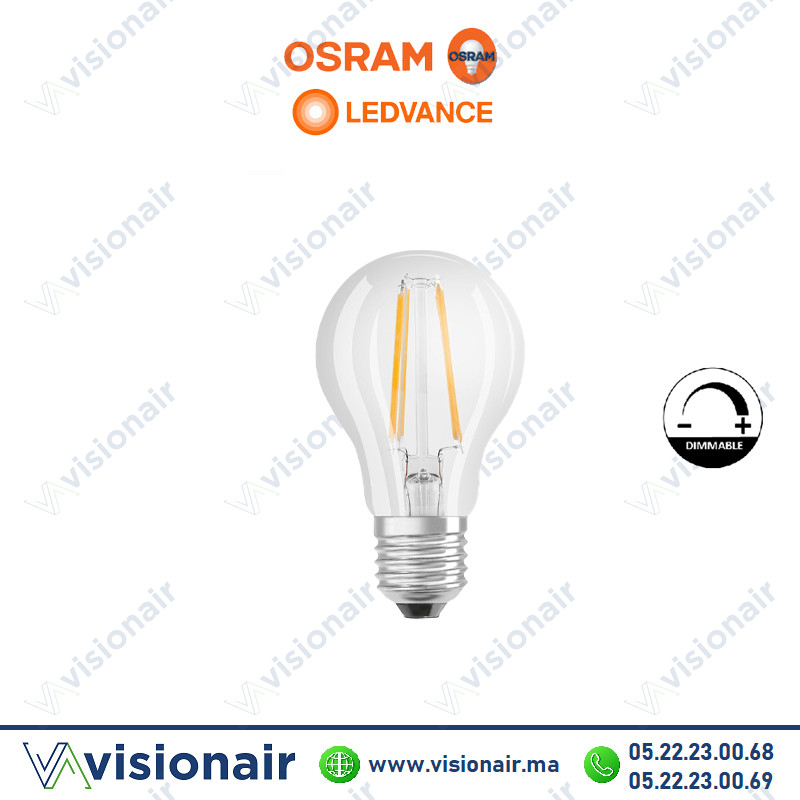 Lampe LED A60 Ledvance Dimmable Filament 7W E27 2700°K Casablanca Maroc
