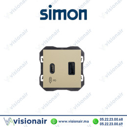 Chargeur USB Simon270 double A+C 30W champagne 20000296-094 Casablanca Maroc