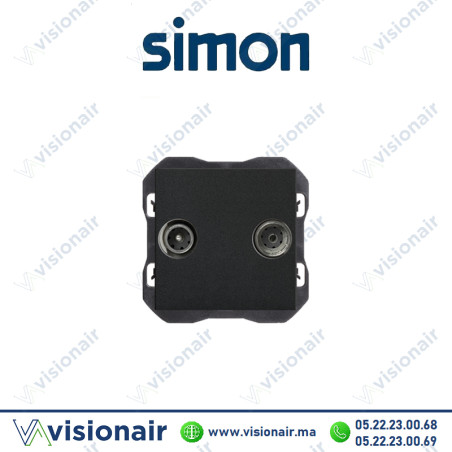 Prise R/TV+Sat Simon 270 Intermédiaire Noir mat 20000487-098 Casablanca Maroc