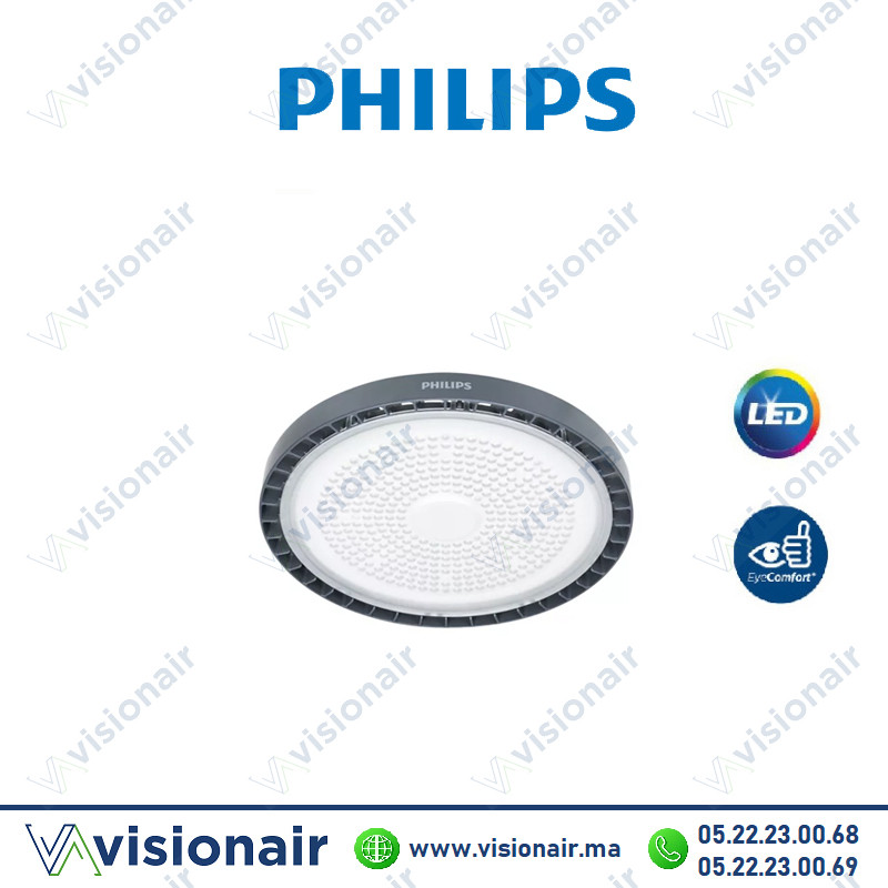 Armature LED industrielle Philips 192W 6500°K BY698P LED265/CW PSU WB GM L3m Casablanca Maroc