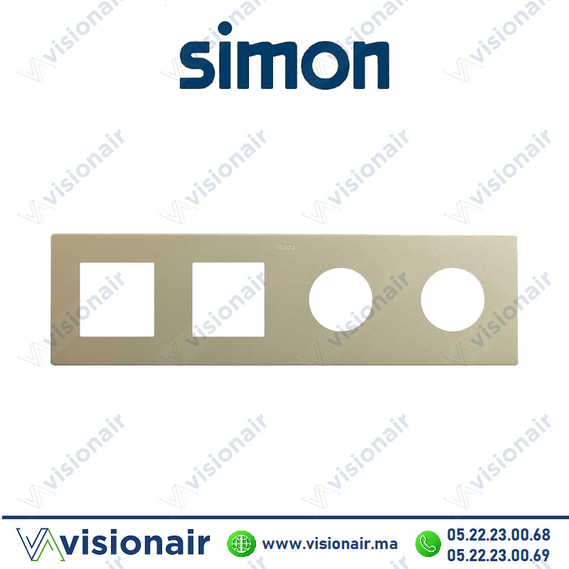 Cadre Simon 270 Minima 4 modules 2M large + 2 prises 2P+T CLEAN champagne 27190640-094 Casablanca Maroc