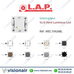 Interrupteur VA & Vient lumineux LED Blanc LAP Millenium 10926BL Casablanca Maroc