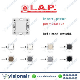 Interrupteur permutateur blanc LAP Millenium 10940BL1 Casablanca Maroc