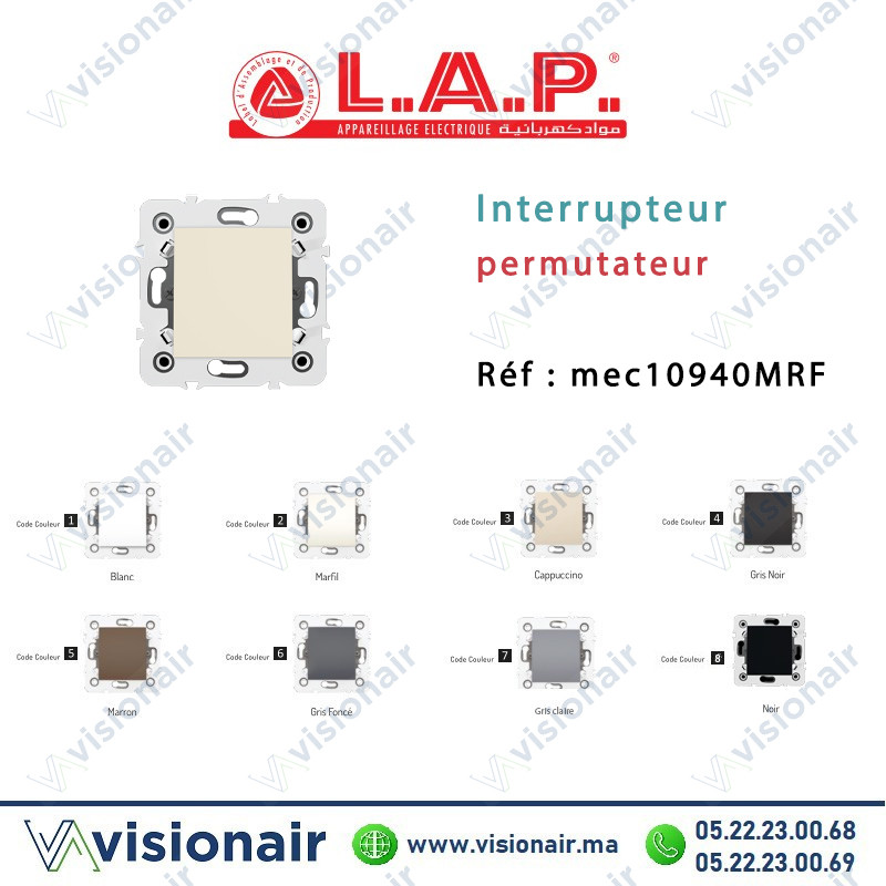 Interrupteur permutateur Marfil LAP Millenium 10940MRF2 Casablanca Maroc