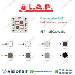 Double prise RJ45 CAT.5e + obturateurs LAP Millenium Marfil 20925MRF2 Casablanca Maroc