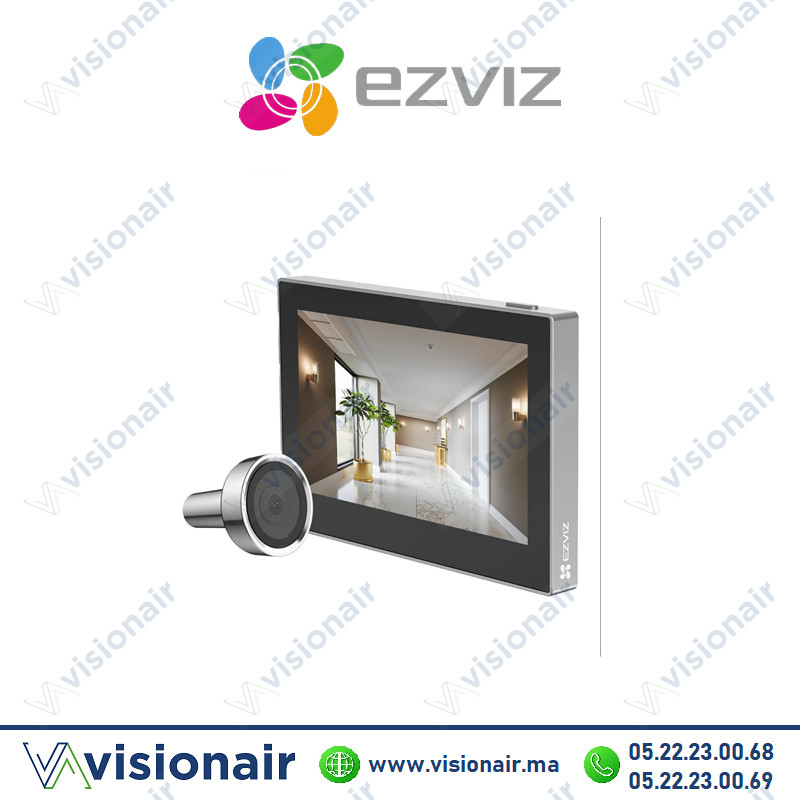 Sonnette connectée EZVIZ à judas sans fil 2MP Gris HP2-R100GR Casablanca Maroc