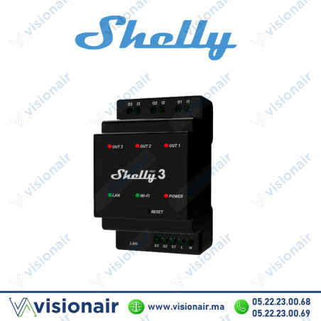 Relais domotique SHELLY Wi-Fi Pro 3 canaux SHELLY-PRO3 Casablanca Maroc