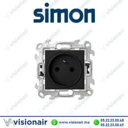 Prise 2P+T SIMON 24 Noir mat 2410458-098 Casablanca Maroc