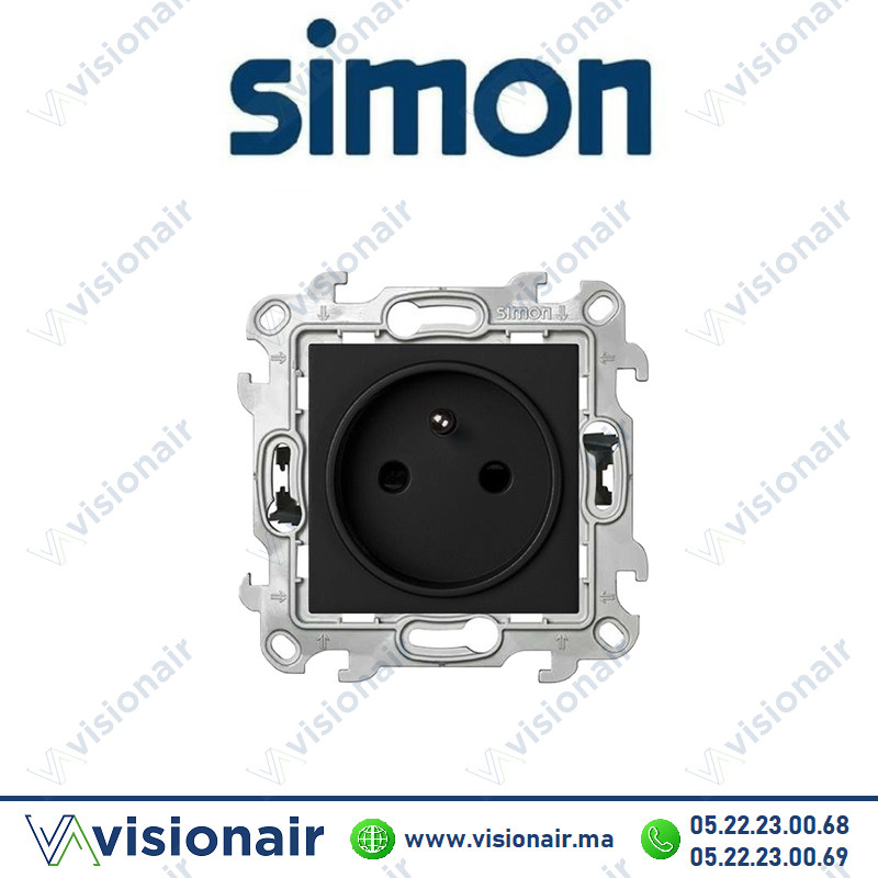 Prise 2P+T SIMON 24 Noir mat 2410458-098 Casablanca Maroc