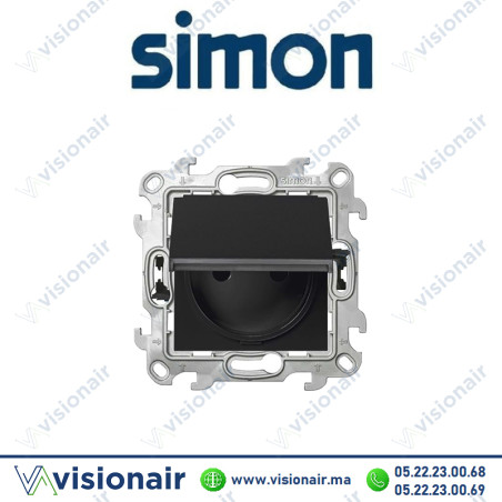Prise 2P+T étanche IP44 SIMON 24 Noir mat 2400447-098 |  Visionair Maroc