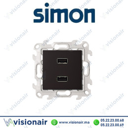 Chargeur double USB SIMON 24 Noir mat 2411090-098 Casablanca Maroc
