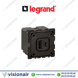 Prise 2 USB Legrand Céliane Type-A + Type-C CM0153 Casablanca Maroc