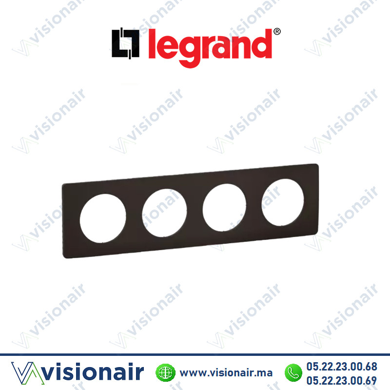 Plaque Legrand Céliane Noir Mat 4 postes CP0104 Casablanca Maroc