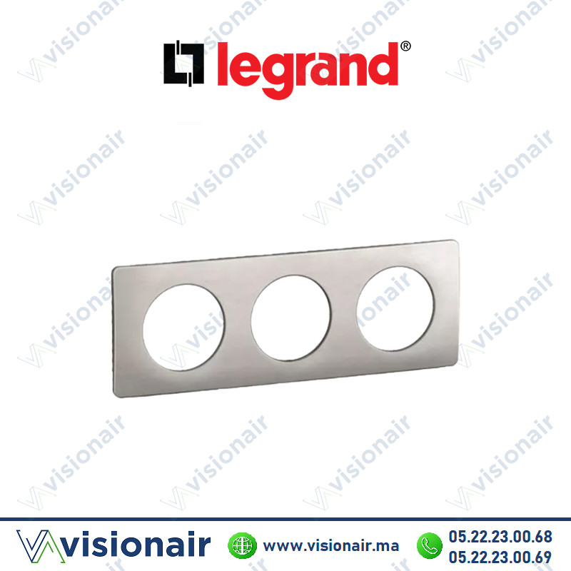 Plaque Legrand Céliane Alu Satiné 3 postes CP1703 Casablanca Maroc