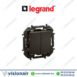 Interrupteur double va et vient Legrand Niloe 10AX Noir Casablanca Maroc