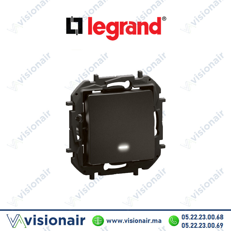 Bouton poussoir Legrand Niloe lumineux Noir Casablanca Maroc