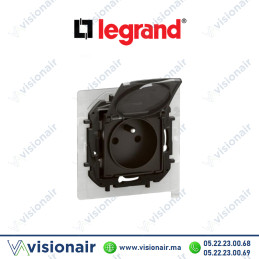 Prise 2P+T Legrand Niloe IP44 Noir Casablanca Maroc