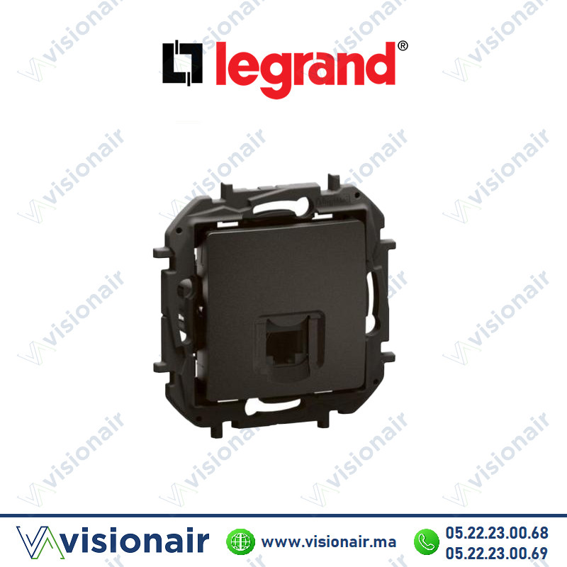 Prise téléphone RJ11 Legrand Niloe Noir Casablanca Maroc